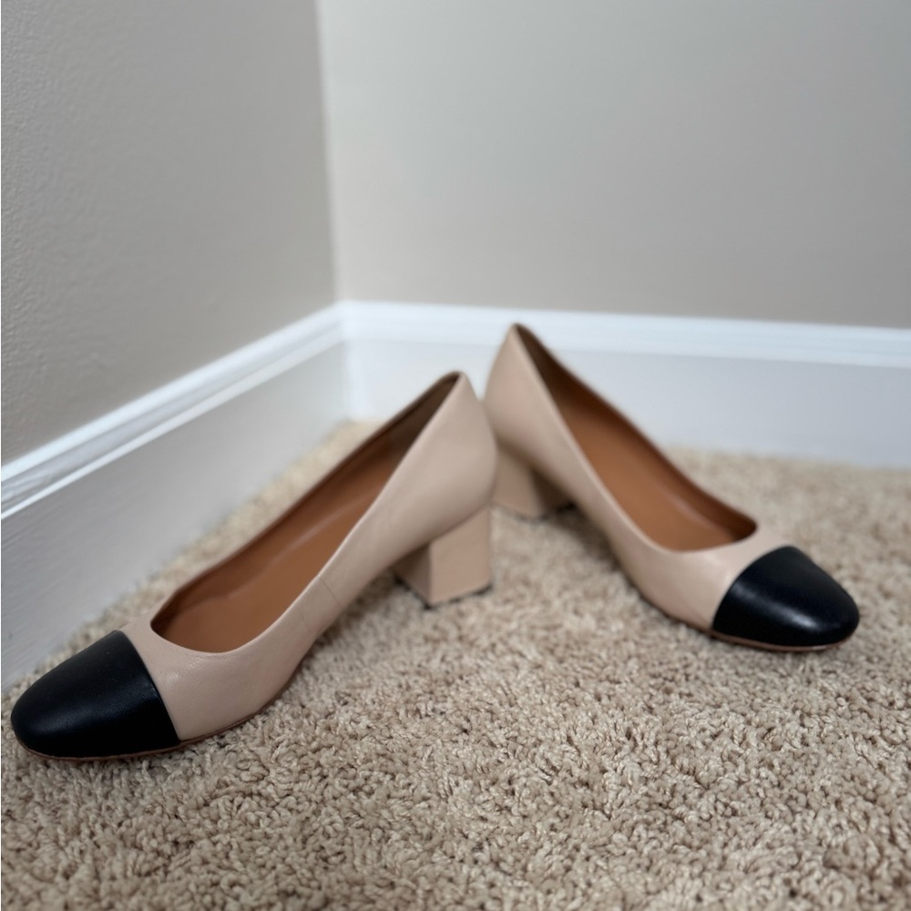GUC Elegant Two-Tone Block Heel Pumps